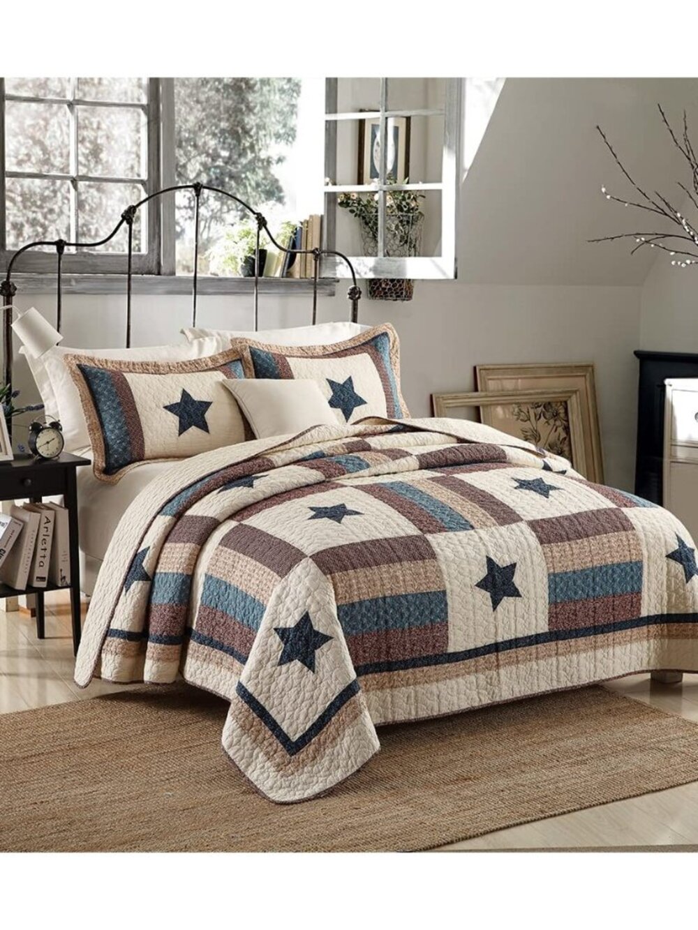 Cotton Bedding Quilt Sets 3 Pieces Reversible Coverlet Sets All Season Boys Real